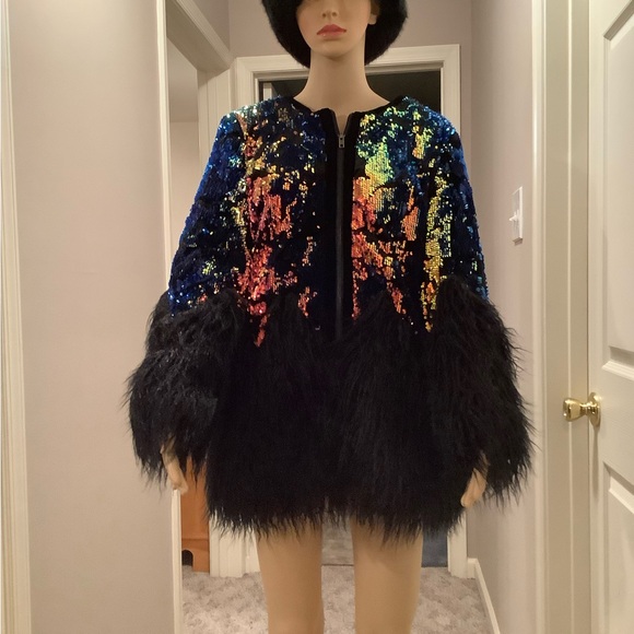 Fabulous Furs Sequin and Faux Fur Women's Jacket - Multicolor Size Medium - Picture 4 of 16